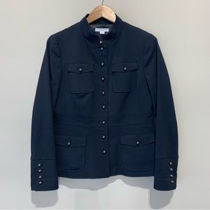 Women's Pendleton Petite Jacket Wool Black Size 12 Military Style